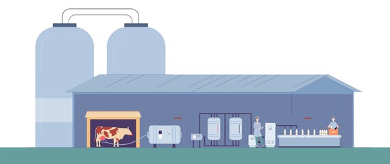 Milk production on factory, technology industry manufacture dairy food