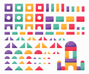 Set wooden color cubes toy. Building blocks for kids.Children constructor.