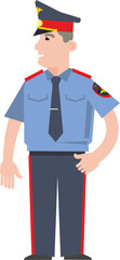 Police officer in uniform isolated on white background. Flat infographics. Vector illustration.