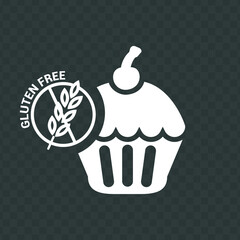Vector image. Gluten free cupcake icon.