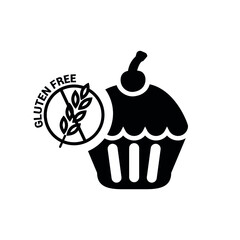Vector image. Gluten free cupcake icon.