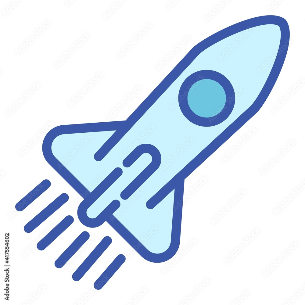 Poster flying space rocket icon. outline flying space rocket vector icon for web design isolated on white b