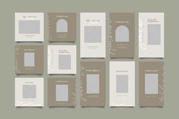 Minimalist social media post and story template. Suitable for social media post and story and web mobile ads. Vector with photo collage