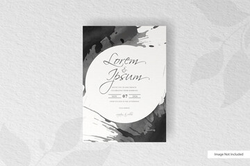 Wedding invitation card template with Set of hand painted abstract