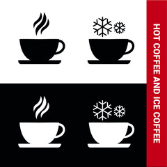 Vector image. Hot and cold coffee icons.