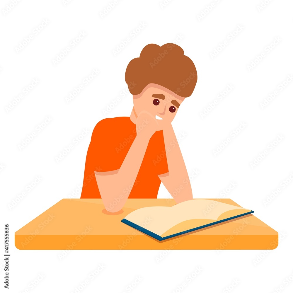 Poster student reading icon. cartoon of student reading vector icon for web design isolated on white backgr