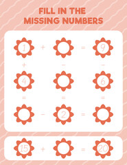 Fill in the missing numbers. Printable maths worksheet practice page. Count and write.