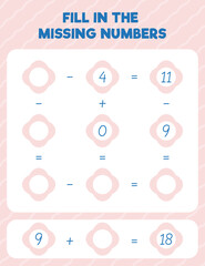 Fill in the missing numbers. Printable maths worksheet practice page. Count and write.