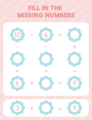 Fill in the missing numbers. Printable maths worksheet practice page. Count and write.