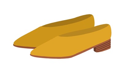 Retro court shoes with block heel. Fashion trendy women footwear. Colored flat vector illustration of modern pumps isolated on white background