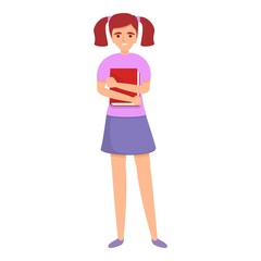 Student girl icon. Cartoon of student girl vector icon for web design isolated on white background