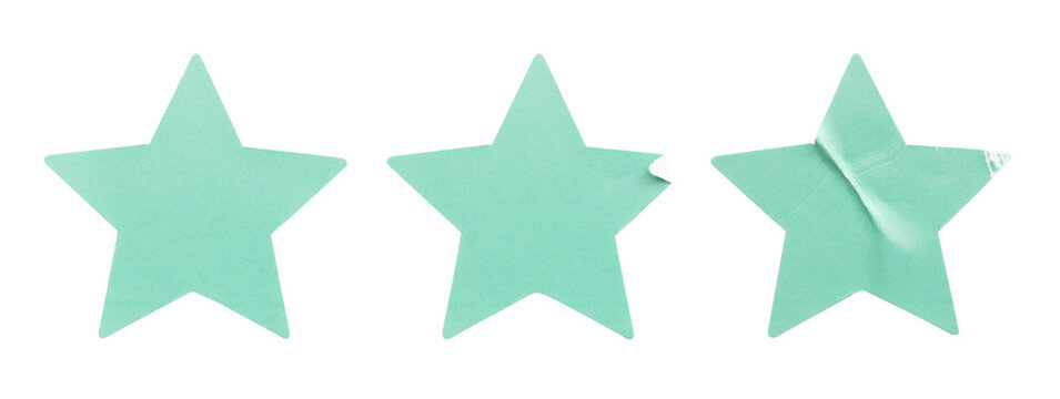 blue star shape sticker label set isolated on white background