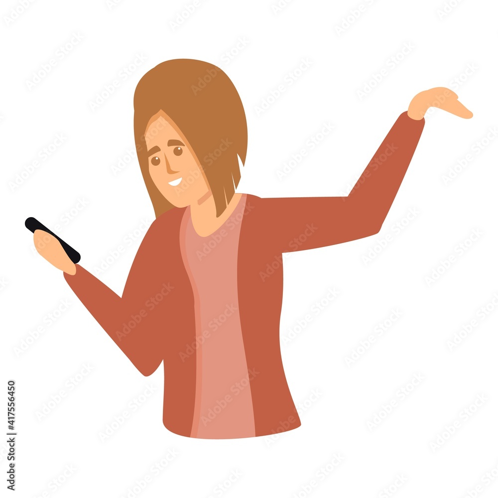 Poster using smartphone icon. cartoon of using smartphone vector icon for web design isolated on white back