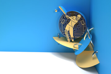 3D Render Concept of Batsman playing cricket - Championship, 3D art Design Poster illustration.