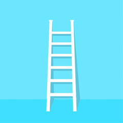 Vector icon of ladder near the wall. Isolated illustration of stairs on white background
