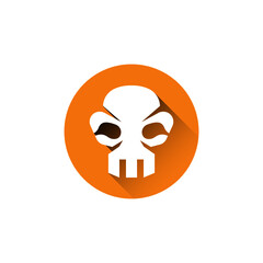 Skull head black bones character.