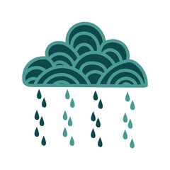 
decorative kids thundercloud with rain on the white background