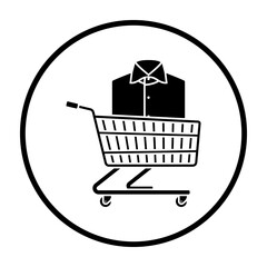 Shopping Cart With Clothes (Shirt) Icon