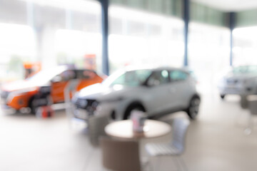 Blur car in the showroom