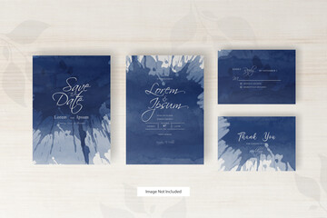 Wedding invitation card template with Set of hand painted abstract