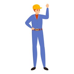 Young builder icon. Cartoon of young builder vector icon for web design isolated on white background
