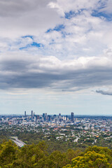 Fototapeta na wymiar Brisbane from Mount Coot-Tha under heavy cloud cover