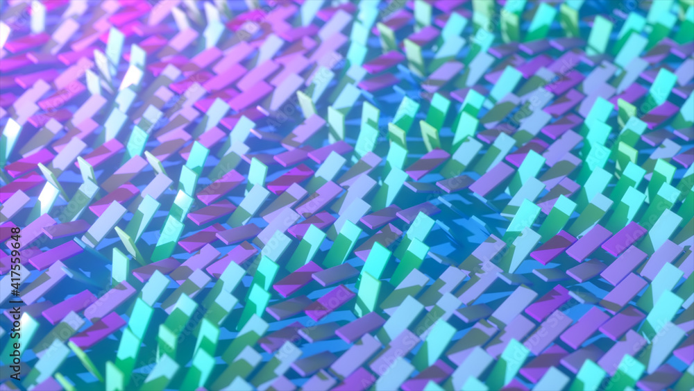 Poster abstract background of colorful rotating rectangles. the color changes depending on the angle of rot