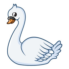 Cartoon Beauty Swan Light Blue Color