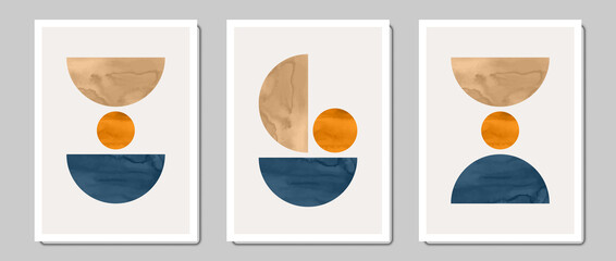 Set of trendy contemporary abstract creative minimalist  compositions for wall decoration, 