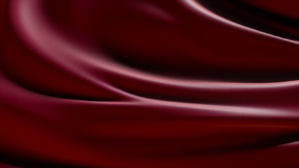 3d illustration of a red developing silk fabric. Elegant and luxurious fashionable dynamic style.