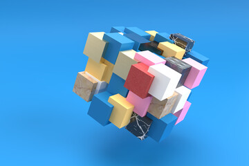 3D Render Texture with Squares Design.