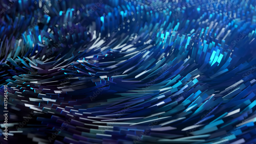 Aufkleber abstract background of thousands of rectangles creating a wave surface. modern neon lighting. busine