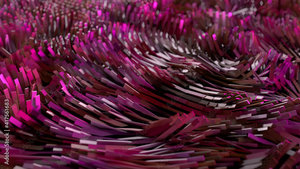 Aufkleber abstract background of thousands of rectangles creating a wave surface. modern neon lighting. busine
