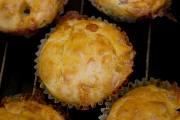 Freshly baked muffins seen from above