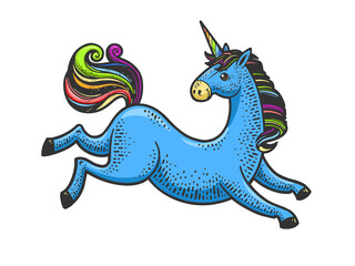Unicorn sketch raster illustration