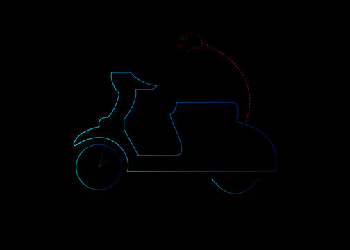 Electric vehicle scooter icon concept