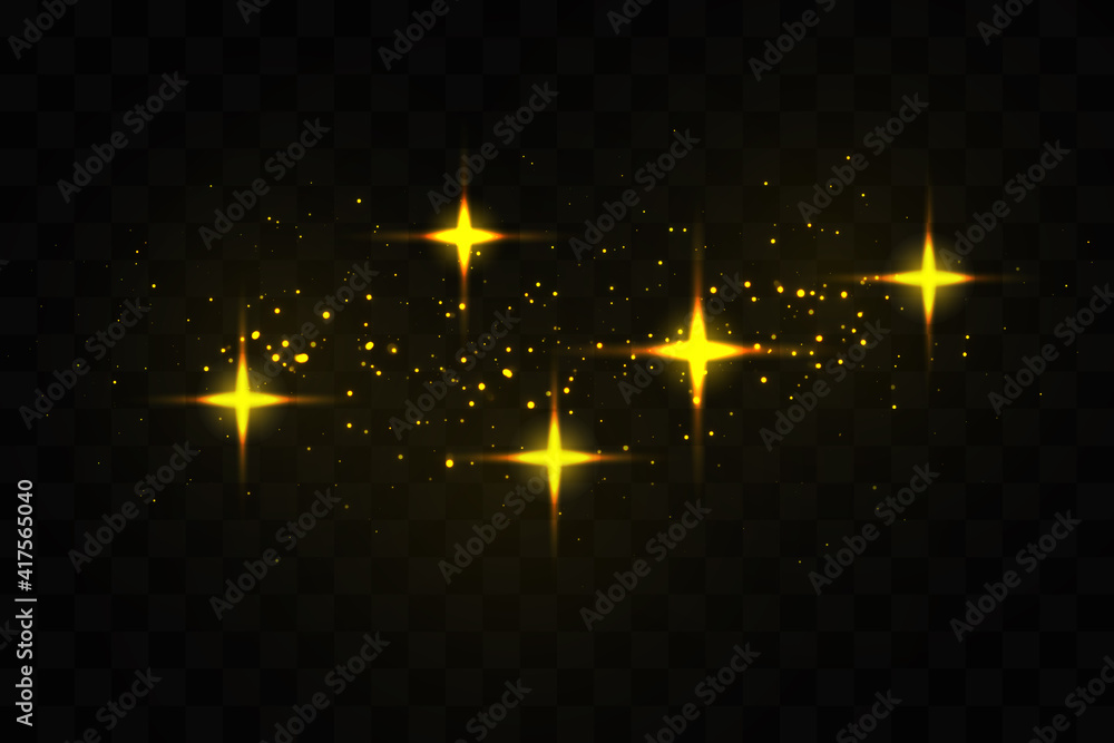 Wall mural dust white. white sparks and golden stars shine with special light. vector sparkles on a transparent
