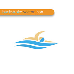 Vector symbol of a backstroke swimmer. Swimming pool icon. Sports activity in water sign.