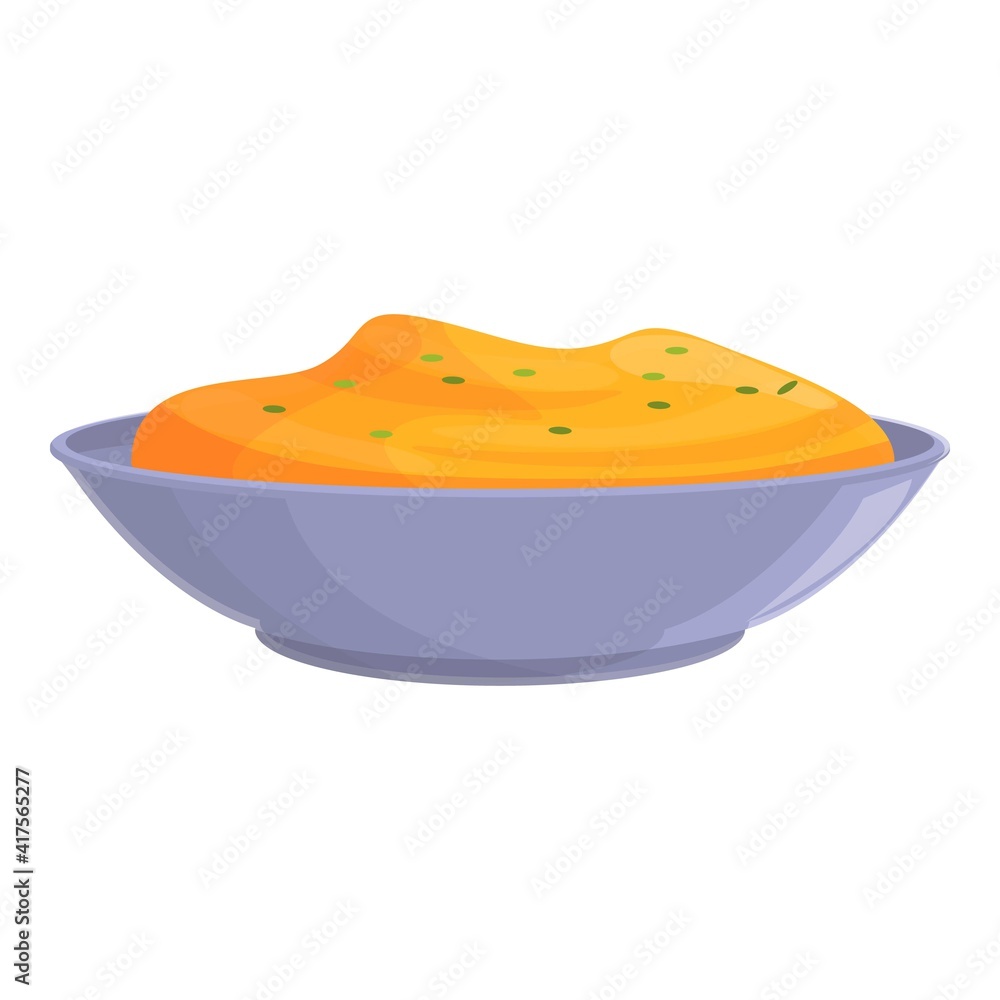 Poster portion mashed potatoes icon. cartoon of portion mashed potatoes vector icon for web design isolated