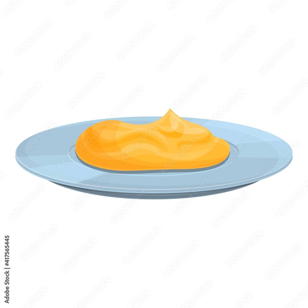 Poster plate mashed potatoes icon. cartoon of plate mashed potatoes vector icon for web design isolated on 