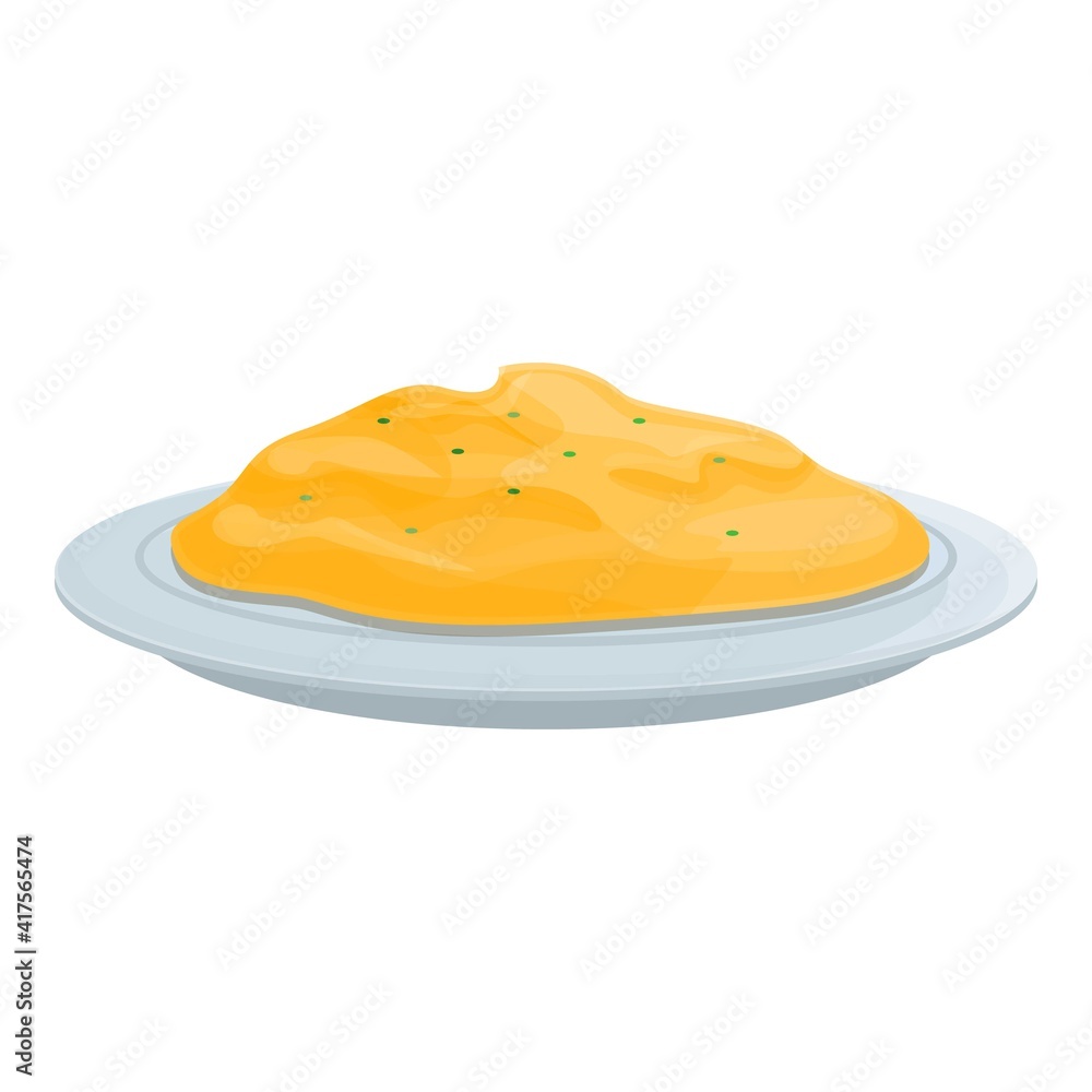 Poster Boiled mashed potatoes icon. Cartoon of boiled mashed potatoes vector icon for web design isolated on white background
