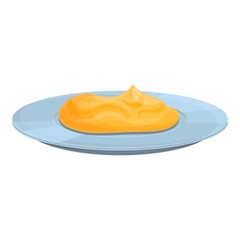 Plate mashed potatoes icon. Cartoon of plate mashed potatoes vector icon for web design isolated on white background