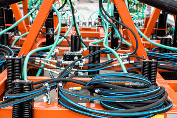Fototapeta premium Agricultural machinery. The elements and components of agricultural techniques