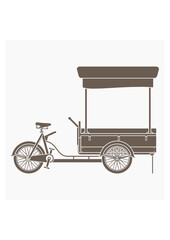 Editable Isolated Side View Mobile Food Bike Shop Vector Illustration in Flat Monochrome Style for Artwork Element of Vehicle or Food and Drink Business Related Design