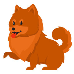 Spitz giving paw. Cute pet in cartoon style.