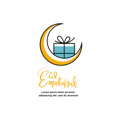 Cute Eid Mubarak greeting with gift