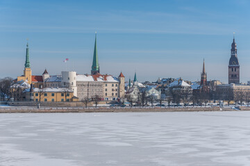 Frozen River next to Riga, Latvia in mid Winter