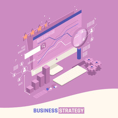 Fototapeta na wymiar Business Strategy Isometric Concept
