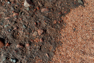 Red Sand and Stones of the red Sea Coast, Natural Texture Background