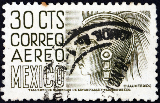 Postage stamp Mexico 1950 Cuauhtemoc, the last Aztec ruler